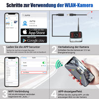 ESSGOO Caméra de Recul Sans Fil 5G WIFI pour Téléphone Android iPhone Voiture IP67 Étanche Angle Large de 120° 1080P pour Camion, Remorque, Camping-Car, Van