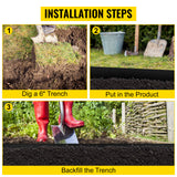 Bordure paysagère VEVOR, profondeur 25 cm, longueur totale 18,3 m, en PEHD recyclé enroulé, flexible et cintrable, pour l'aménagement paysager