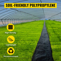 Toile de paillage SucceBuy 1,83 m x 91,44 m, géotextile résistant et robuste, tissé pour serres et jardins commerciaux.