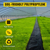 Toile de paillage SucceBuy 1,83 m x 91,44 m, géotextile résistant et robuste, tissé pour serres et jardins commerciaux.