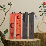 Marque-page en bois de santal avec motifs soleil lune et étoile, style chinois rétro